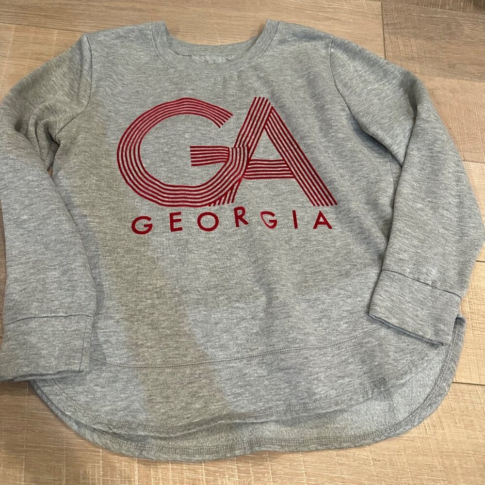 STATE OF MINE WOMENS GRAY GEORGIA CREW SWEATSHIRT MEDIUM